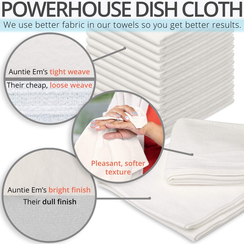 Aunti Em's Kitchen Flour Sack Dish Towels - Natural Cotton for Embroidery and Drying Glass, Hand, Dinnerware - Plain, Thick, Zero-Lint, Highly Absorbent - Set of 13, 27 x 27 Inch, Unbleached Tan - Image 2